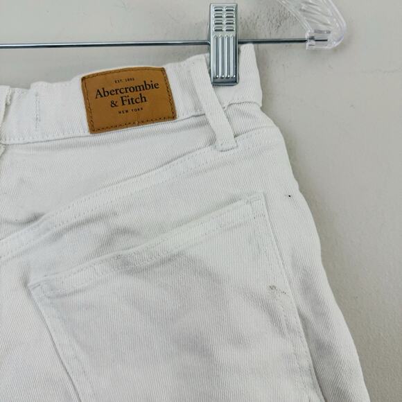 Abercrombie And Fitch White High Rise Cut Off Shorts Women’s Size 26 - Picture 7 of 9